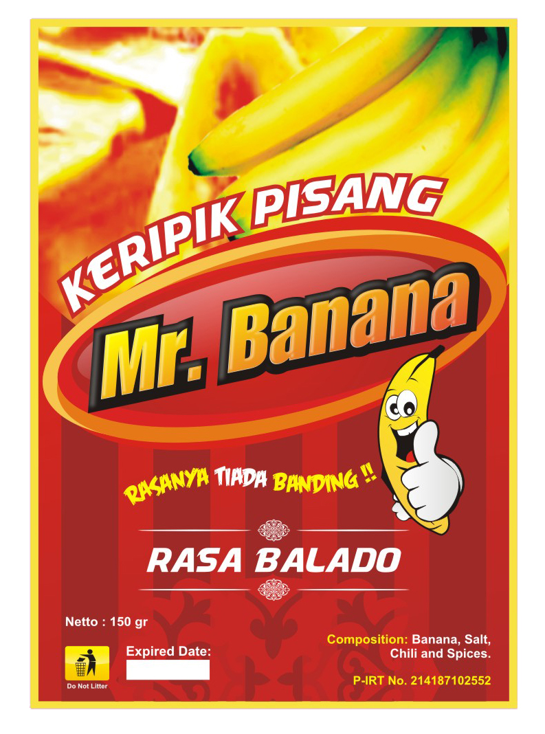 Stiker Kemasan  Keripik Pisang mr Banana  Kang Yanto 